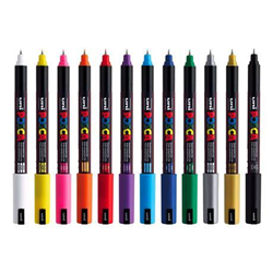 Uni Posca Paint Markers Ultra Fine - Assorted 12